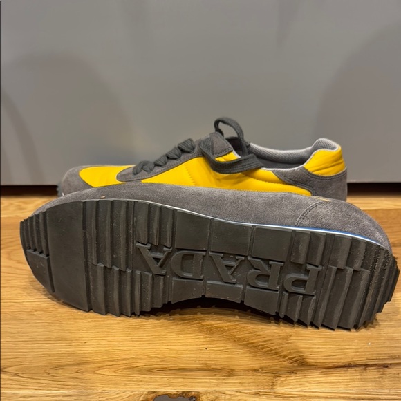 Prada Men's Yellow and Gray Sneakers - Picture 4 of 6